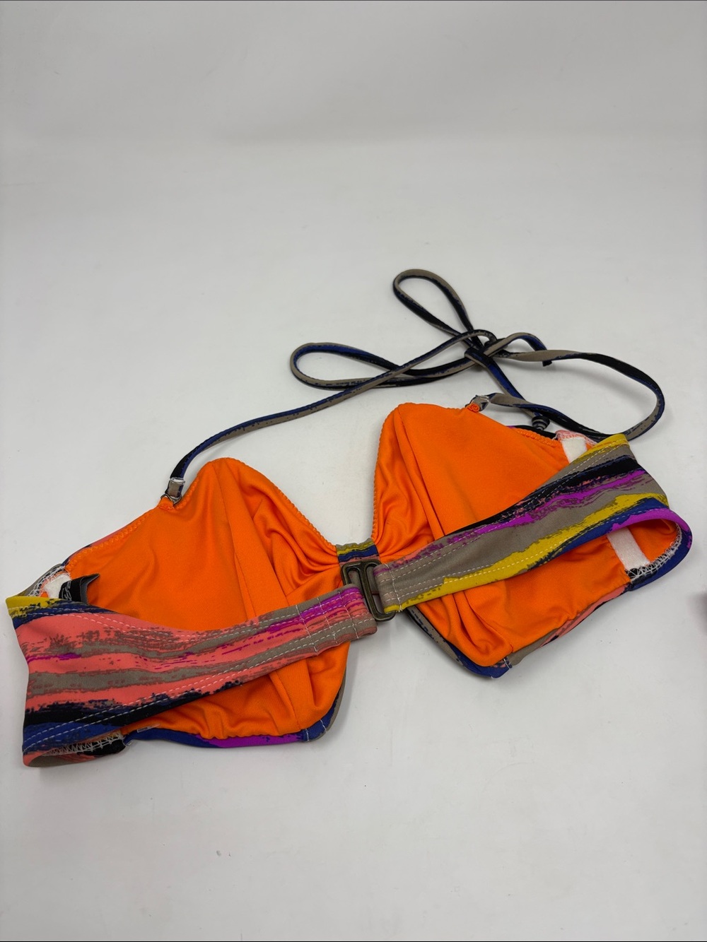 STUSSY 2 Piece Vibrant Stripe Halter Bikini Swimsuit size L - Picture 3 of 7